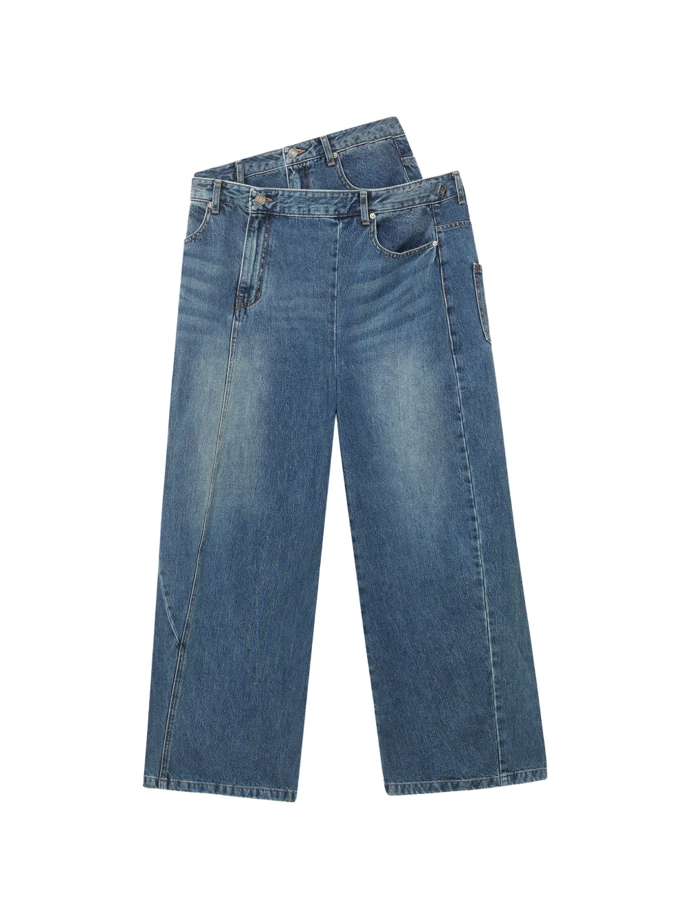 Juun.J panelled wide jeans - Blu