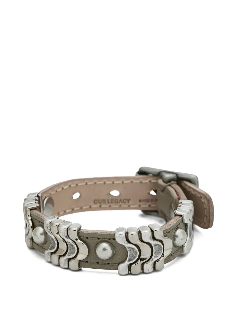 OUR LEGACY Bracciale Wave in pelle - Argento