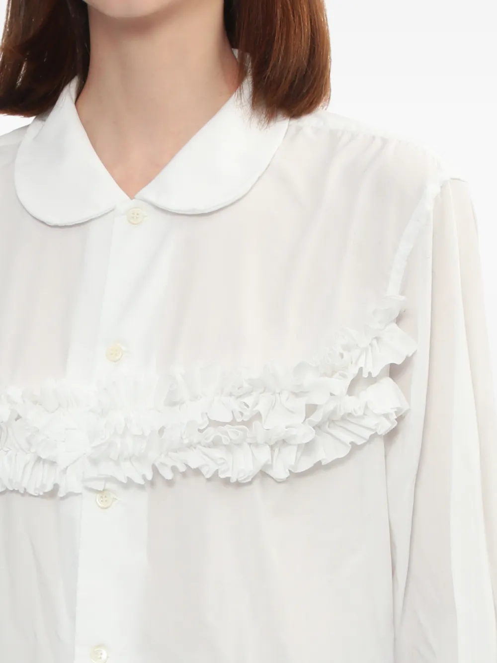 Black Comme Des Garçons Shirt met ruches en kraag Wit