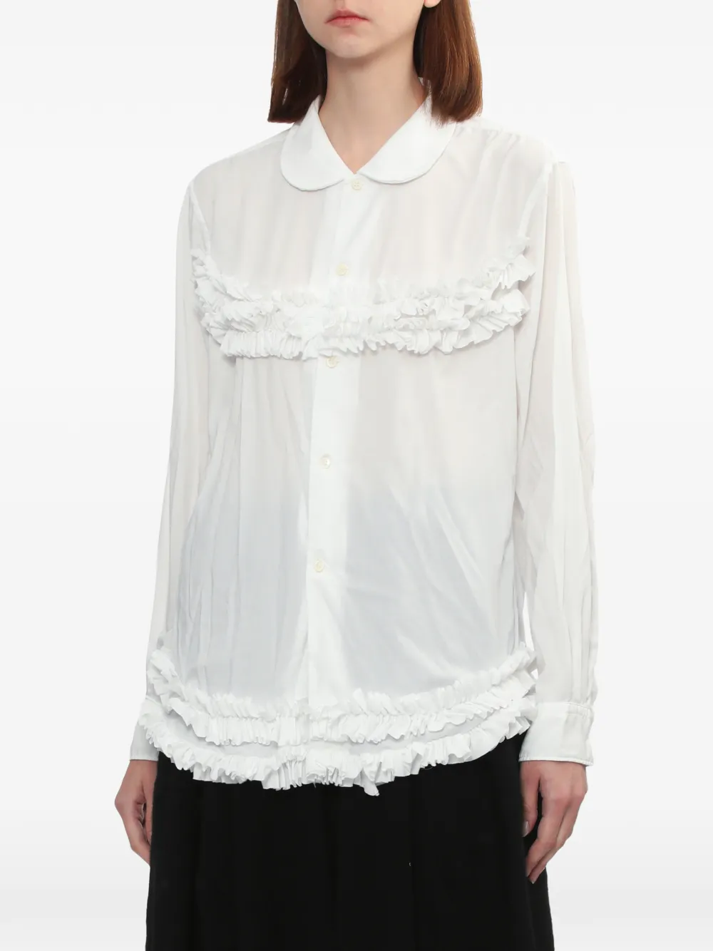 Black Comme Des Garçons Shirt met ruches en kraag Wit