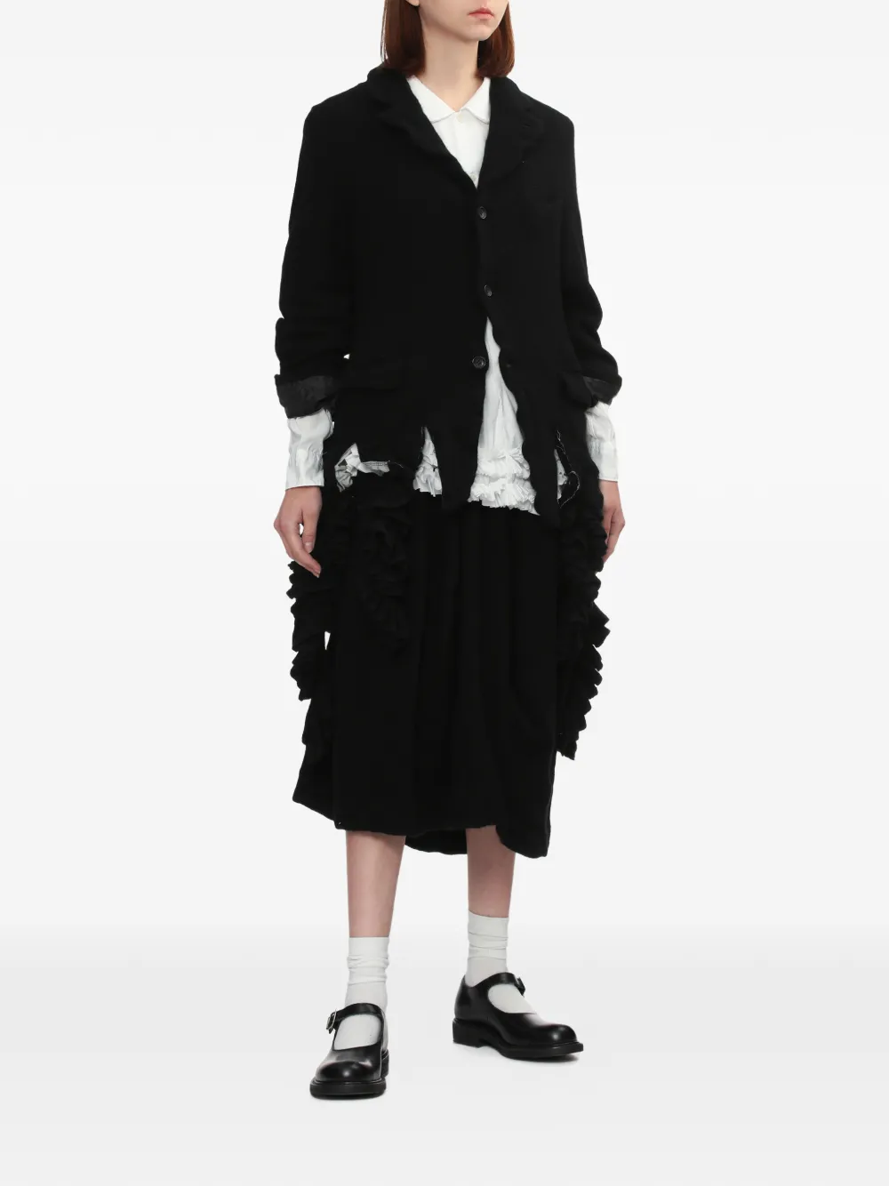 Black Comme Des Garçons Shirt met ruches en kraag Wit