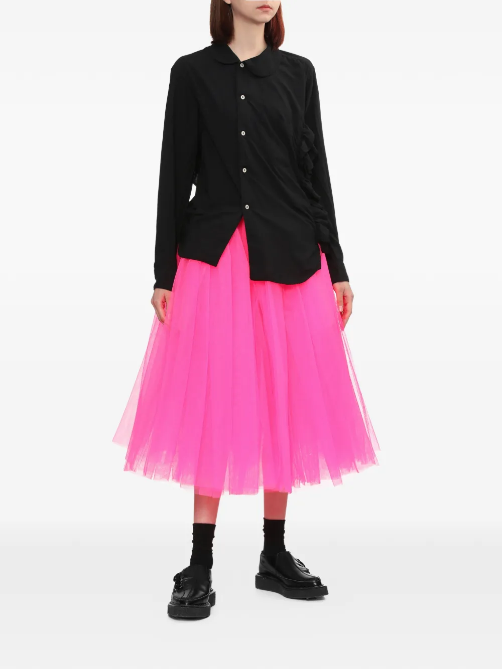  Black Comme Des Garçons Ruffled Peter Pan Collar Shirt 