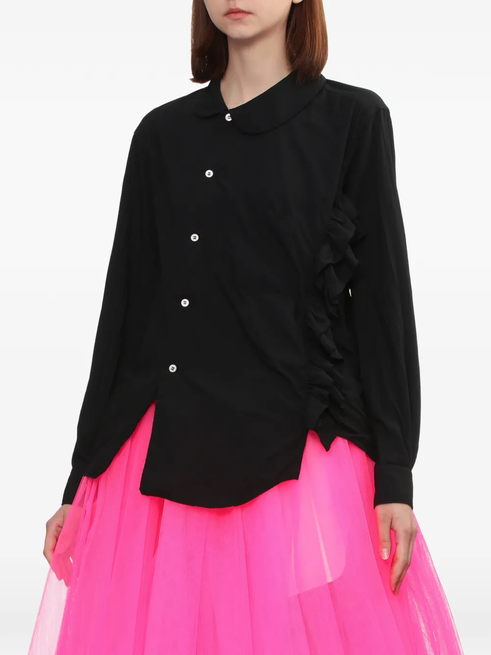  Black Comme Des Garçons Ruffled Peter Pan Collar Shirt 
