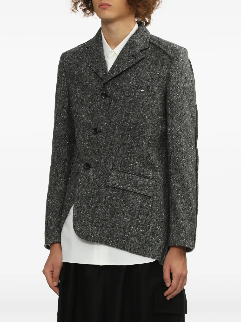 Black Comme Des Garçons Blazer met klepzak en knopen Grijs