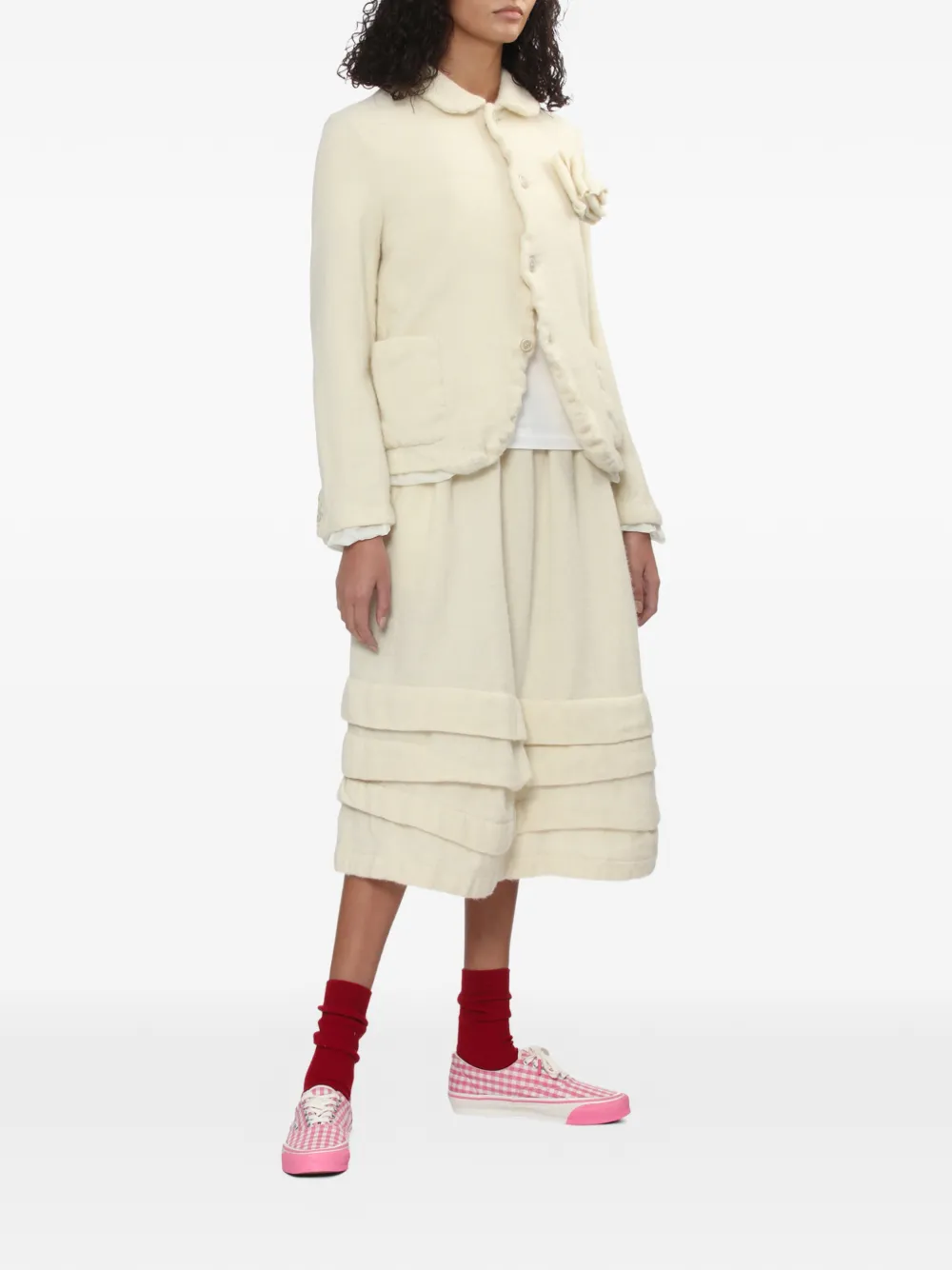 Comme Des Gar&ccedil;ons Girl ruffled midi skirt - Beige