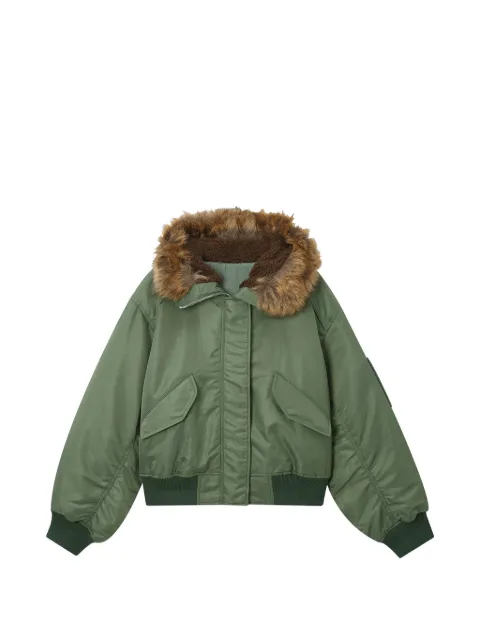 Juun.J faux-fur hood bomber jacket