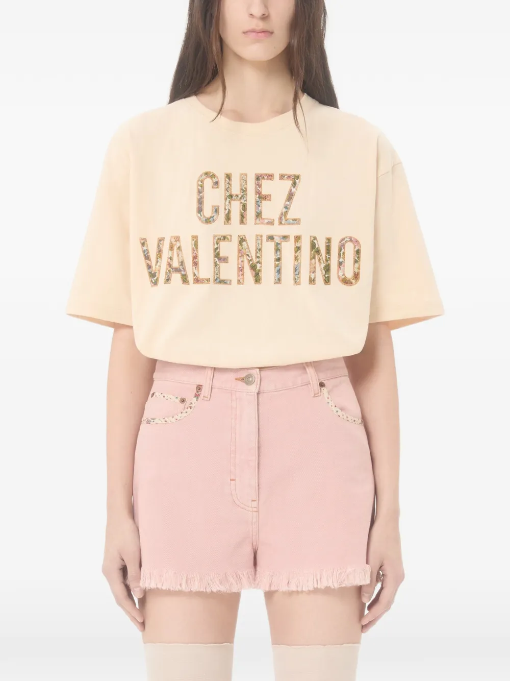 Valentino Garavani Katoenen T-shirt met borduurwerk Beige