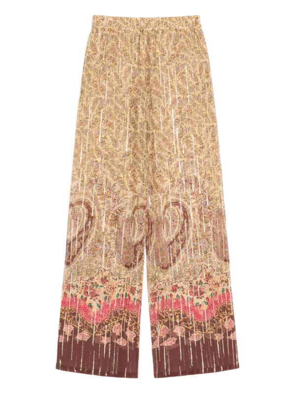 Valentino Garavani Paisley-motif Trousers in Neutrals