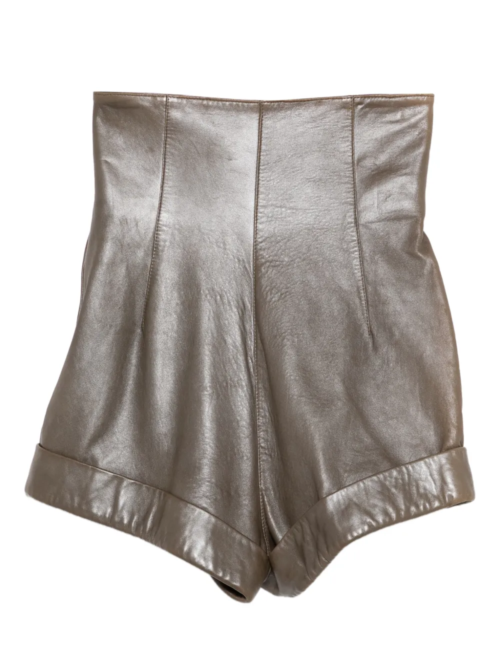 Pre-owned Romeo Gigli 1990s Leather Shorts In Green