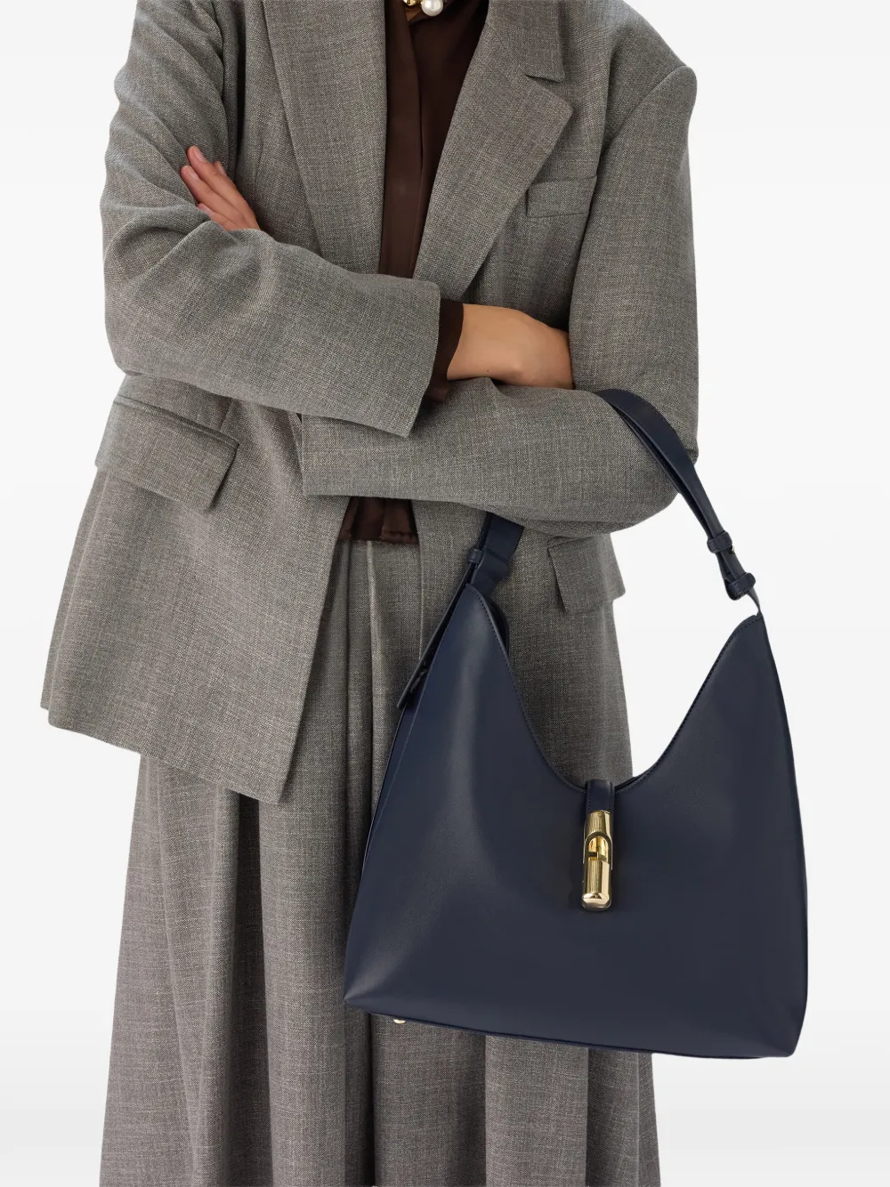 Furla Medium Goccia Shoulder Bag | Blue | FARFETCH CA