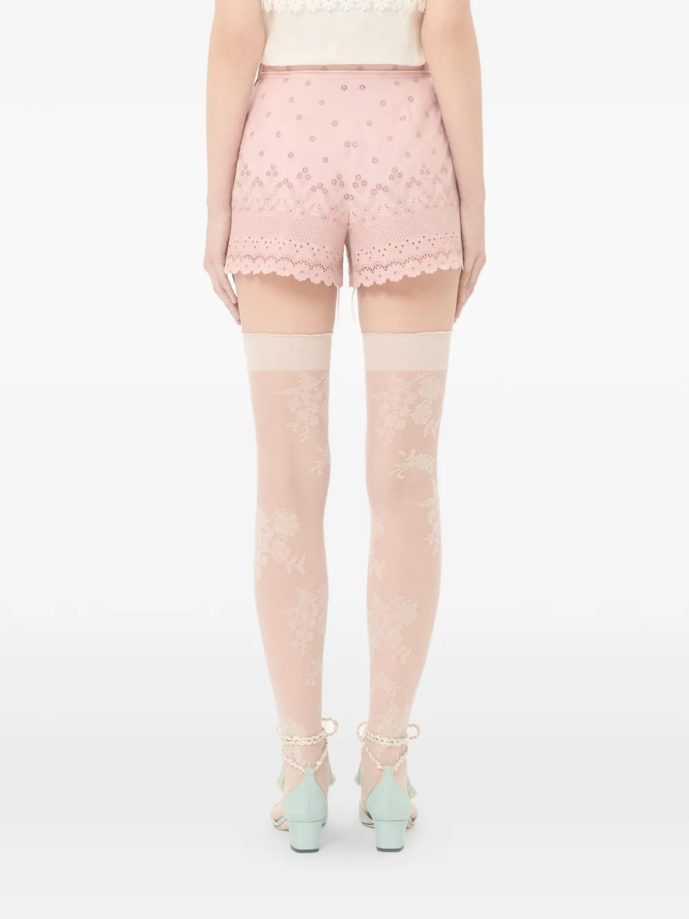 Valentino Garavani Katoenen shorts met ruches en lint Roze