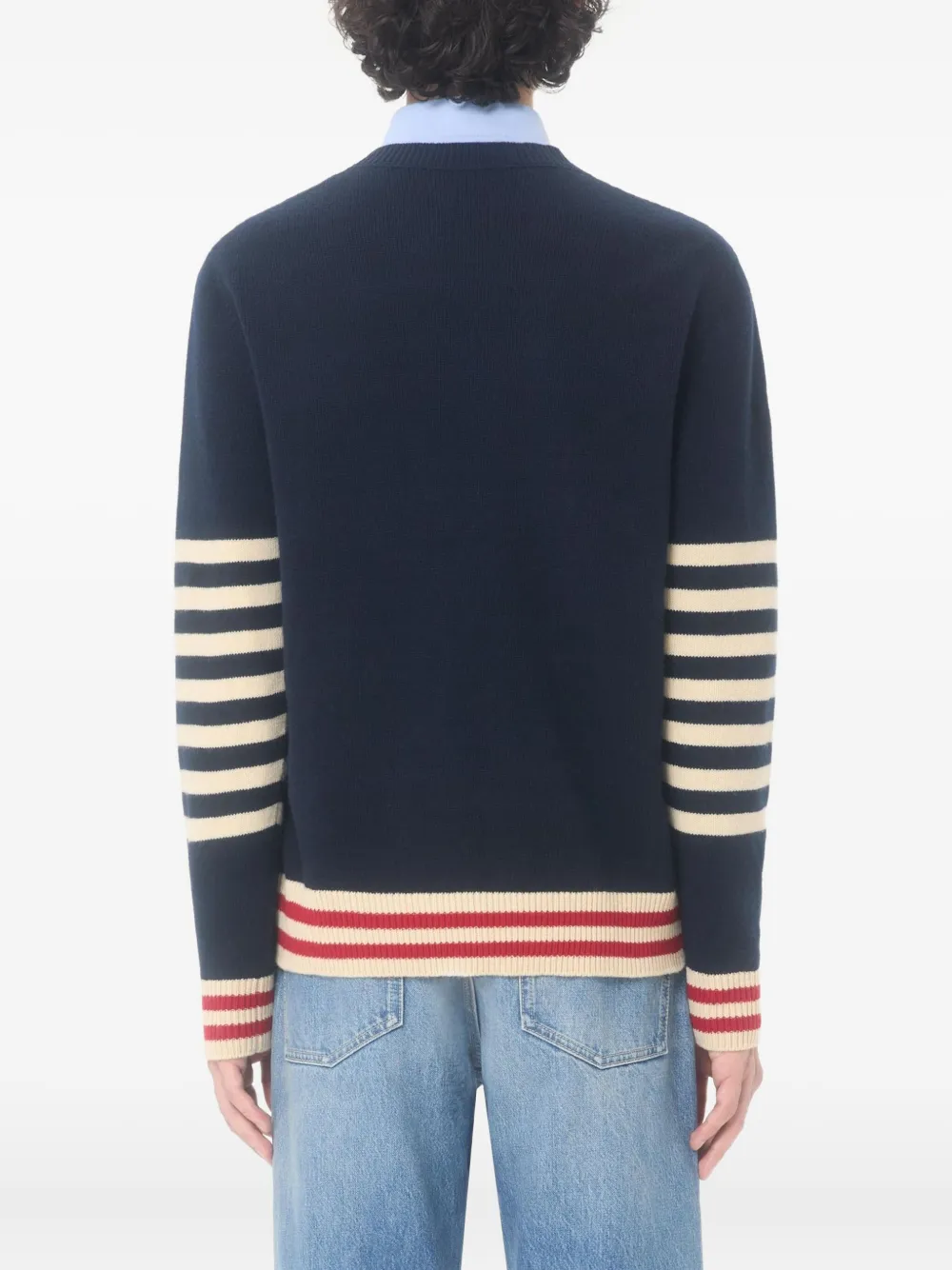 Valentino Garavani Gestreepte trui met borduurwerk Blauw