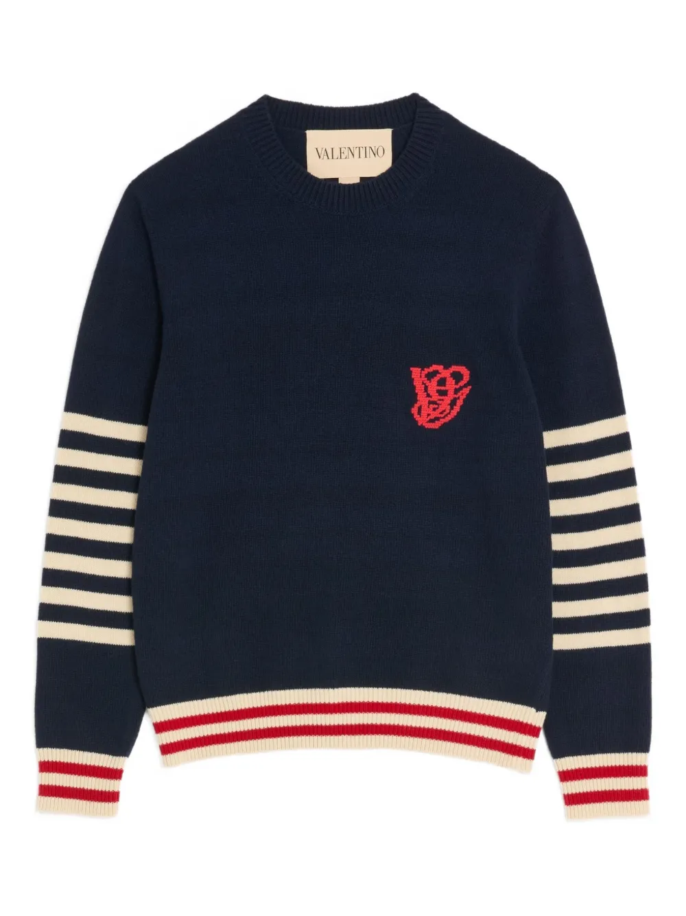 Valentino Garavani embroidery striped sweater - ブルー