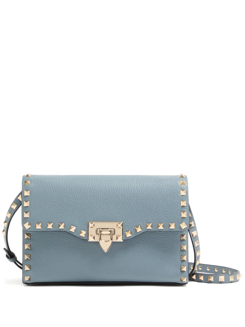Valentino Garavani small Rockstud grained shoulder bag - ブルー Valentino Garavani small Rockstud grained shoulder bag - ブルー