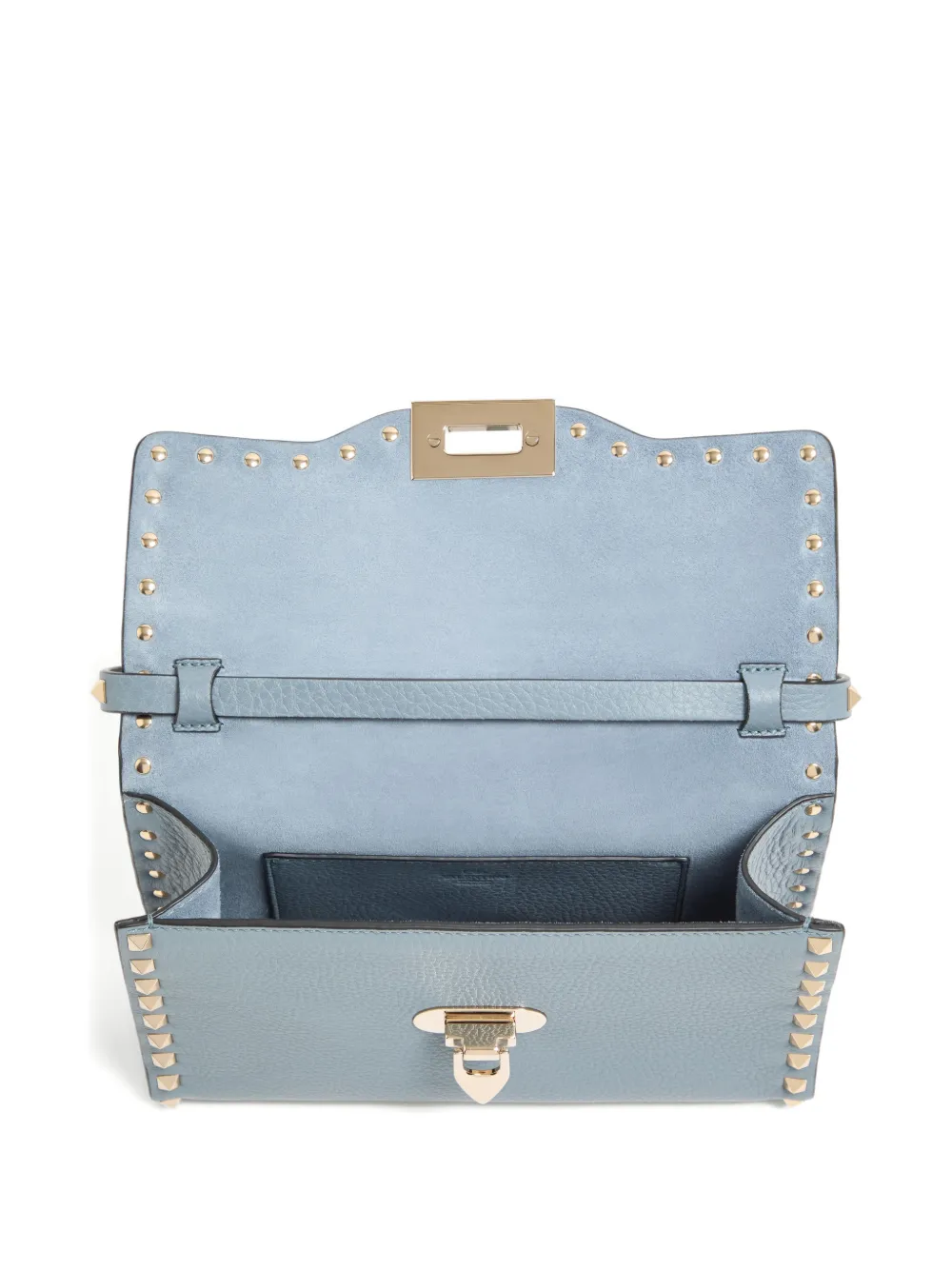 Valentino Small Rockstud Grained Shoulder Bag In Blue