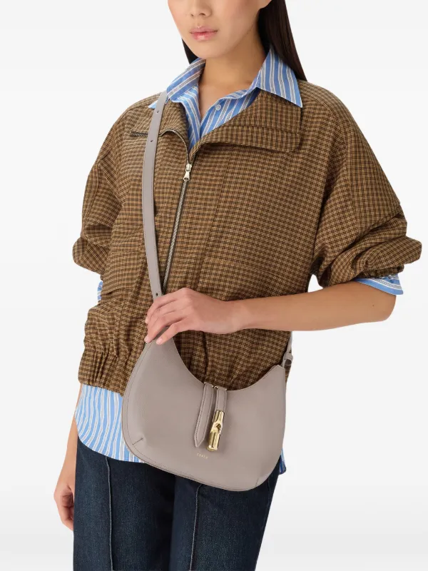 Furla S Goccia pebbled-leather Curved Shoulder Bag | Grey | FARFETCH