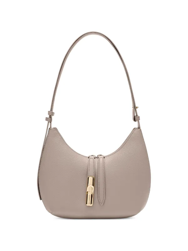 Furla Goccia ペブルレザー カーブ ショルダーバッグ S | グレー