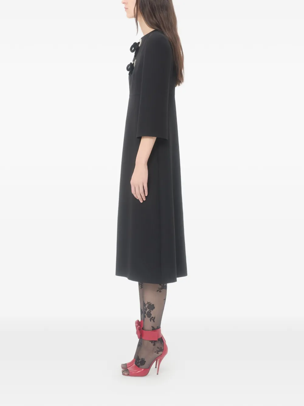 Valentino Garavani Midi-jurk met geborduurde stras Zwart