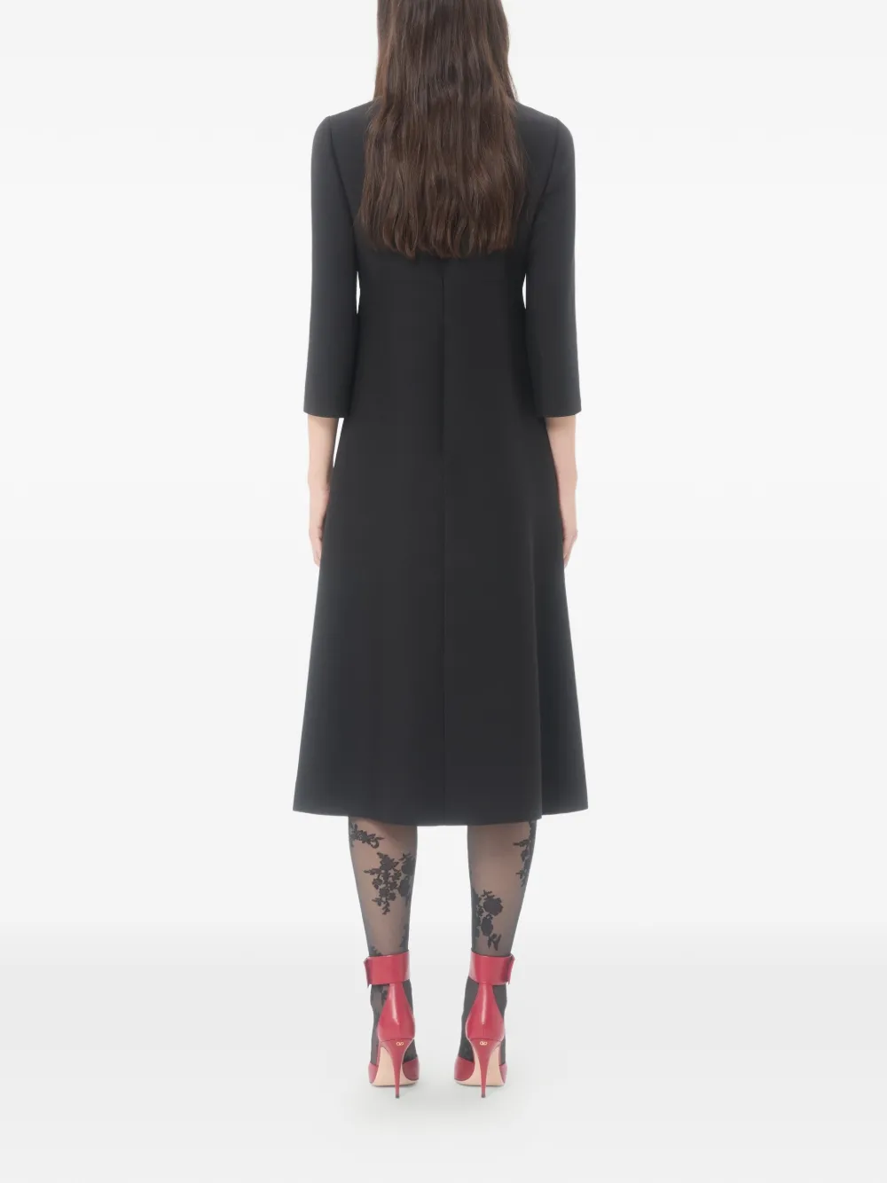 Valentino Garavani Midi-jurk met geborduurde stras Zwart