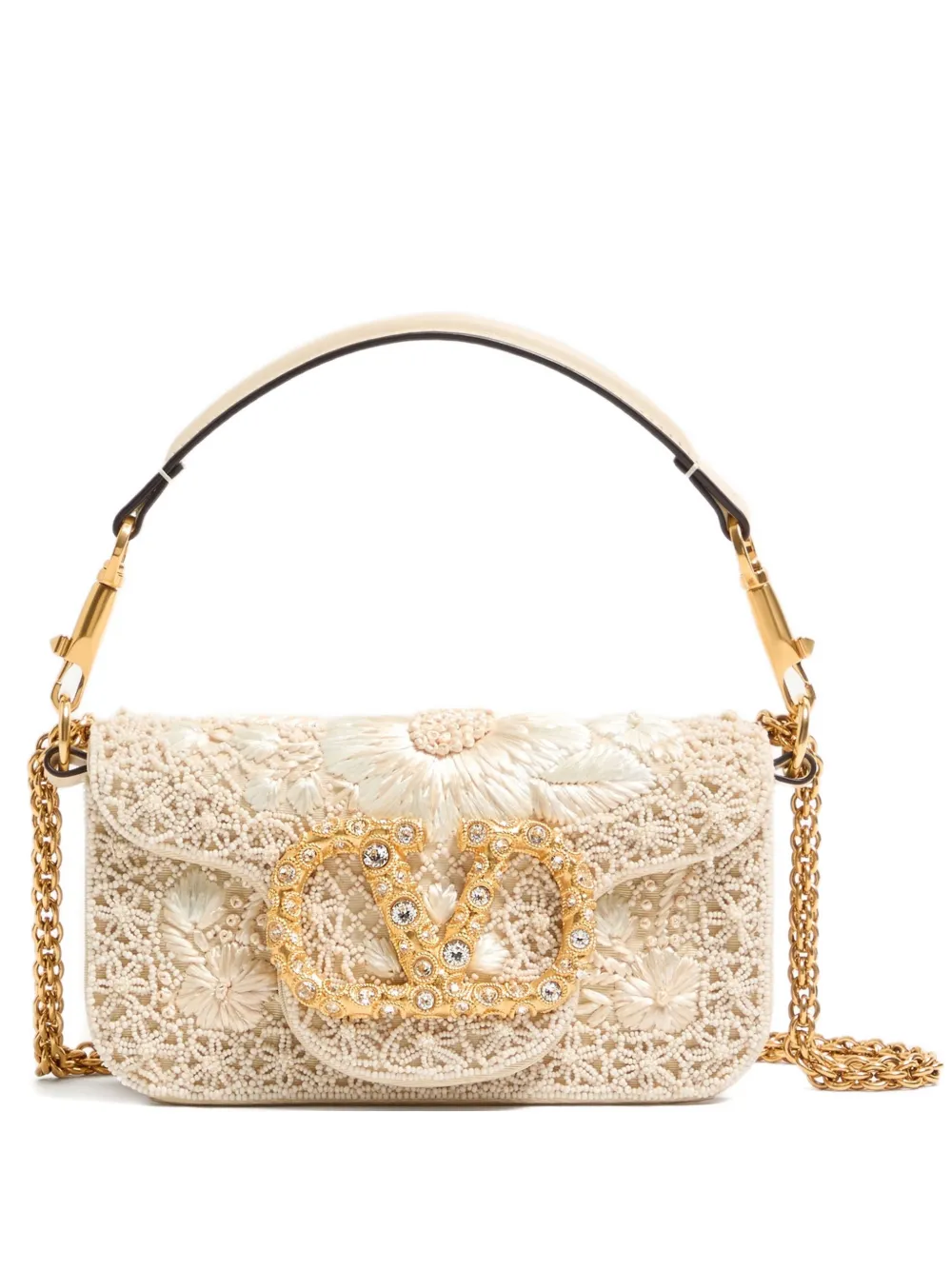 Valentino Garavani small Locò embroidered shoulder bag - Toni neutri