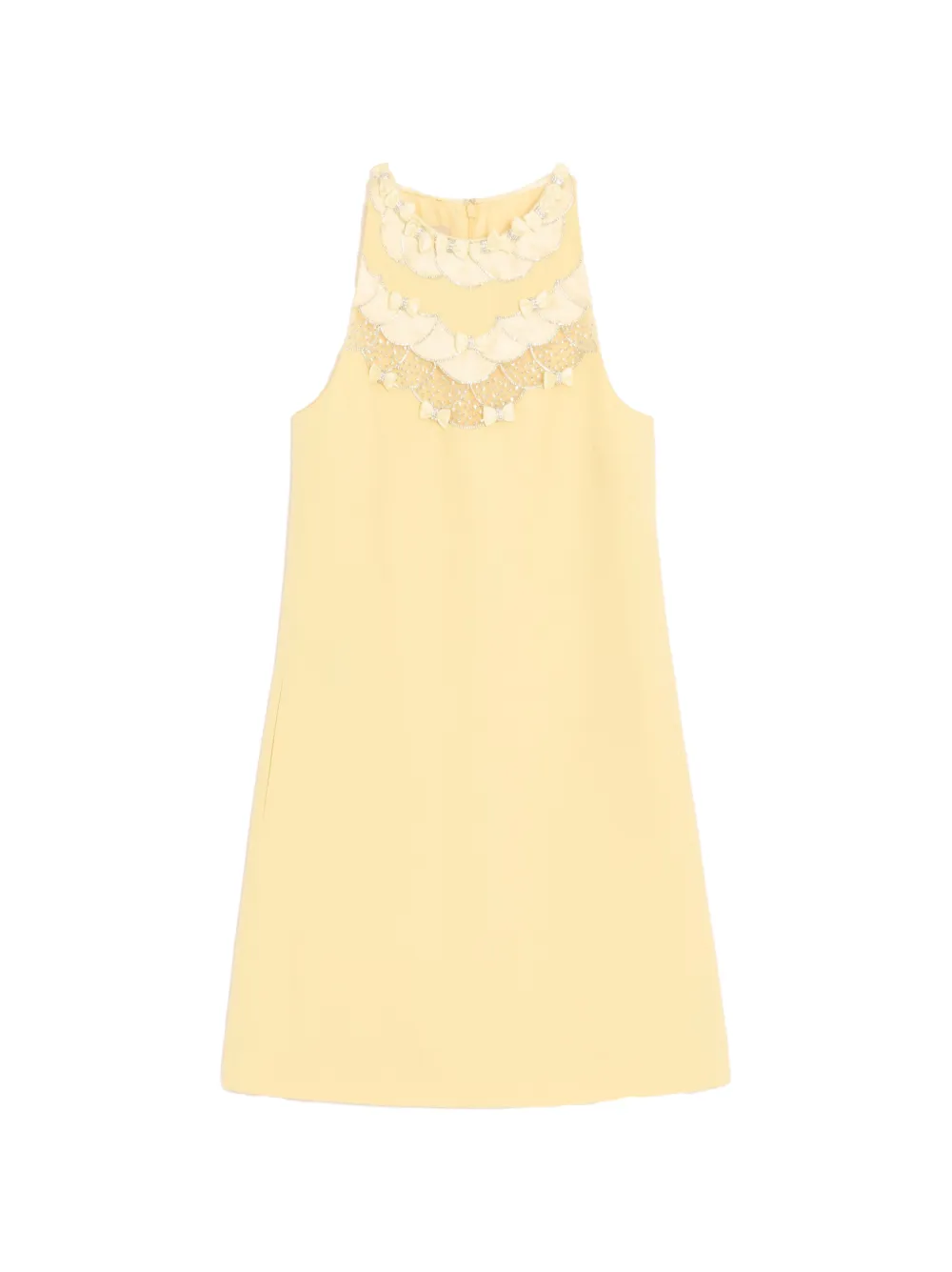 Valentino Garavani rhinestone-embroidered bow-detail mini dress - Giallo