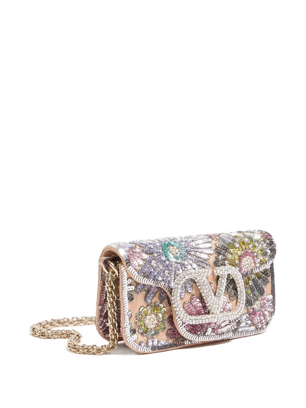 Valentino Small Locò Floral Embroidered Tote Bag In Multi