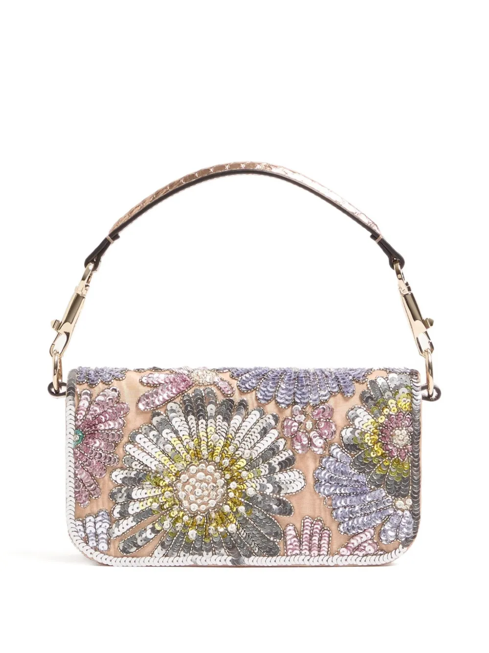 Valentino Small Locò Floral Embroidered Tote Bag In Multi