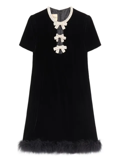 Valentino Garavani embroidered-bows feather mini dress