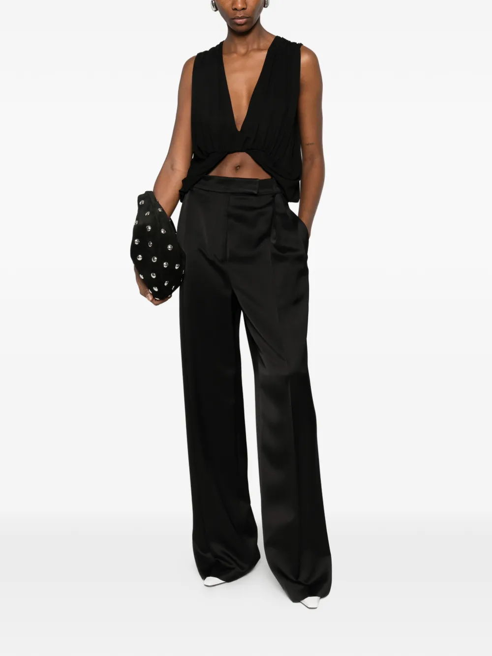  Esse Studios Top Solina Con Capa Fruncida - Negro 