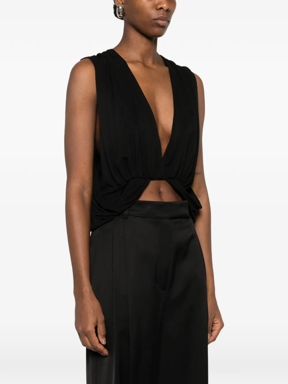  Esse Studios Top Solina Con Capa Fruncida - Negro 