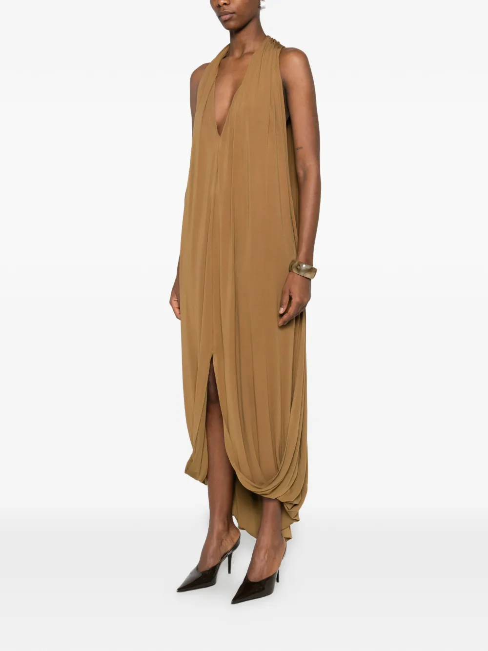  Esse Studios V-neck Split Dress - Brown 