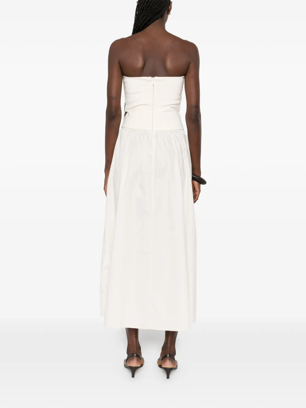 Esse Studios Strapless Split Midi Dress in Neutrals, view 4