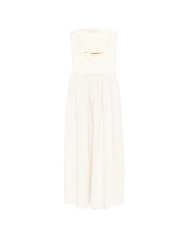 Esse Studios Strapless Split Midi Dress in Neutrals