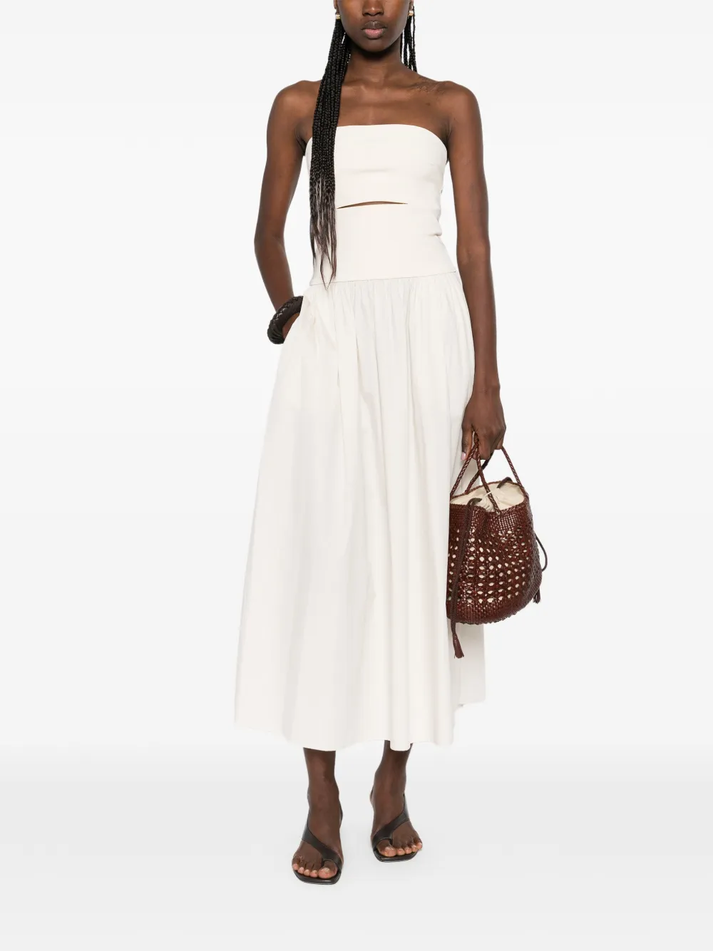 Esse Studios Strapless Split Midi Dress in Neutrals, view 2