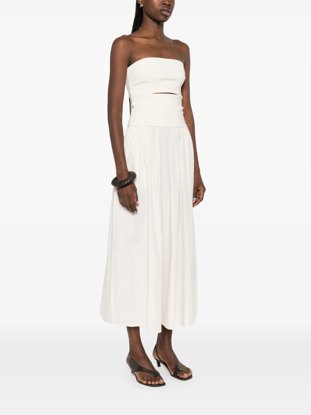Esse Studios Strapless Split Midi Dress in Neutrals, view 3