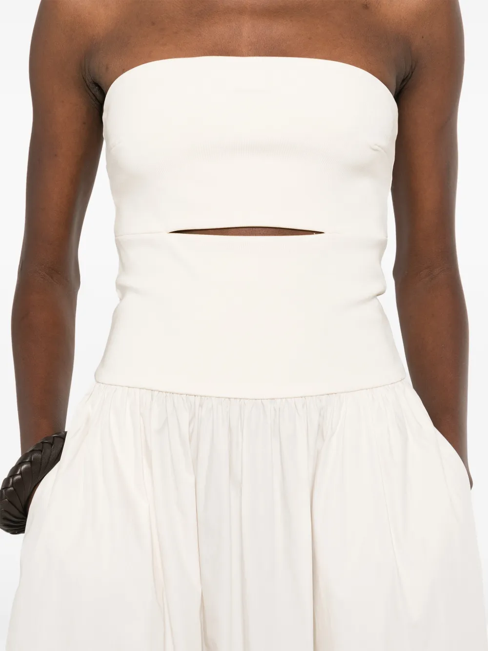 Esse Studios Strapless Split Midi Dress in Neutrals, view 5