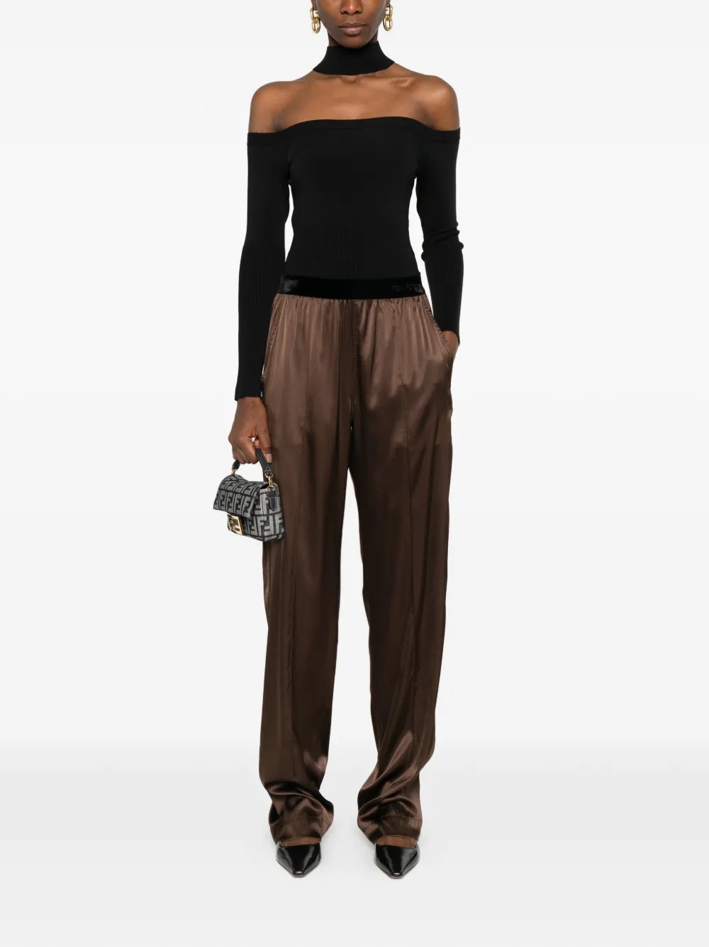 TOM FORD logo-embroidered trousers - Bruin