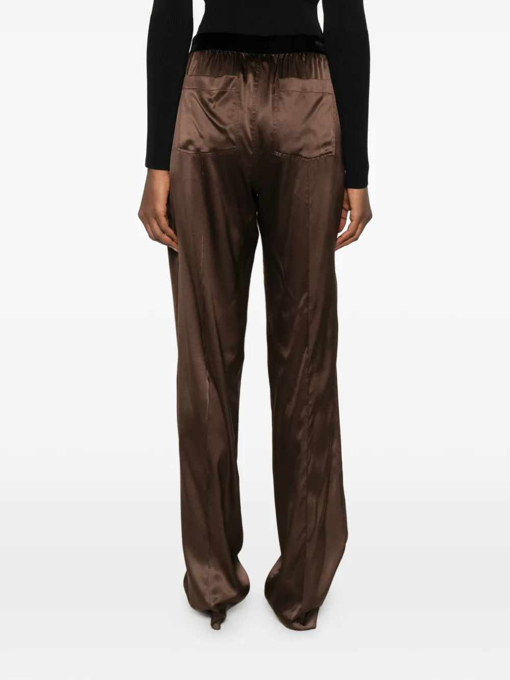 Tom Ford Logo-embroidered Trousers In Brown