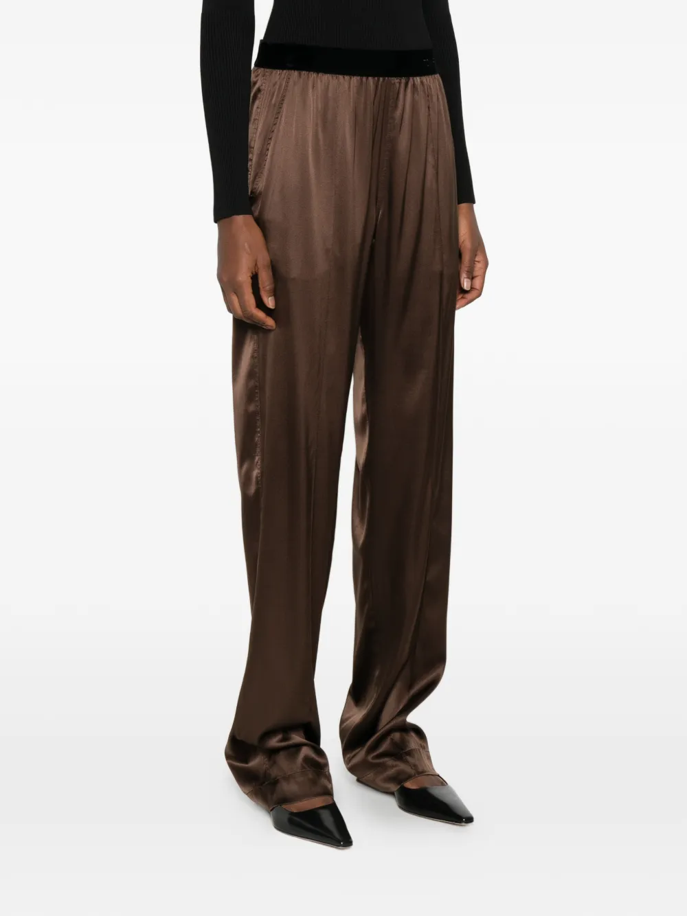 Tom Ford Logo-embroidered Trousers In Brown