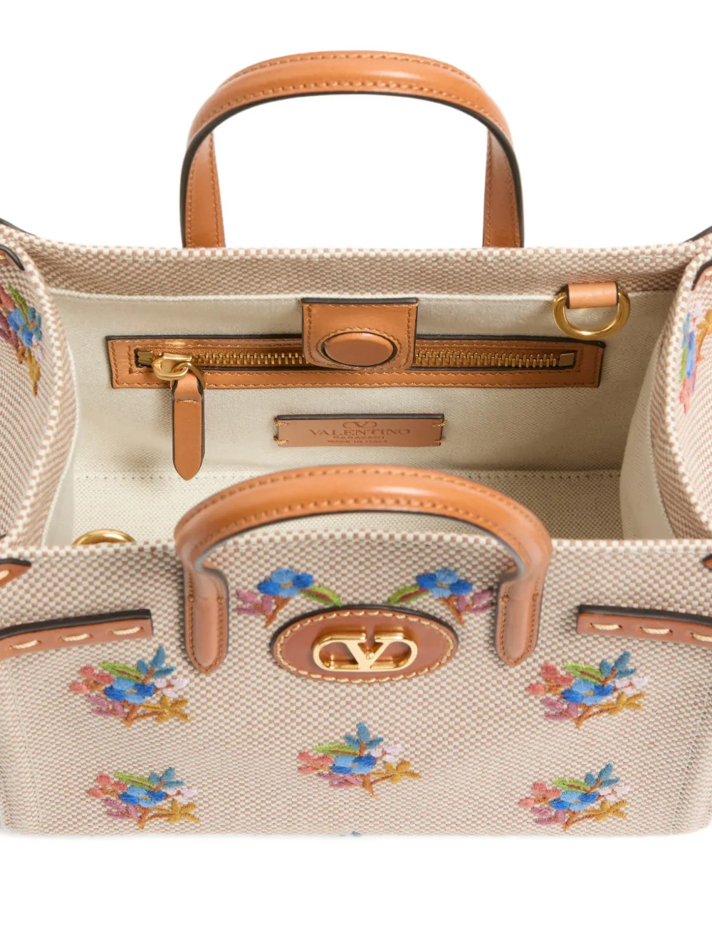 Antibes floral embroidered canvas shoulder bag