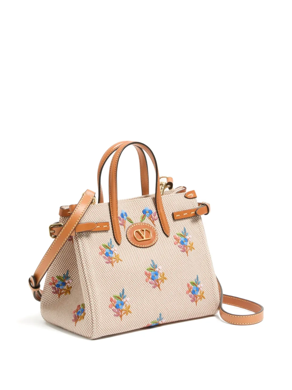 Antibes floral embroidered canvas shoulder bag