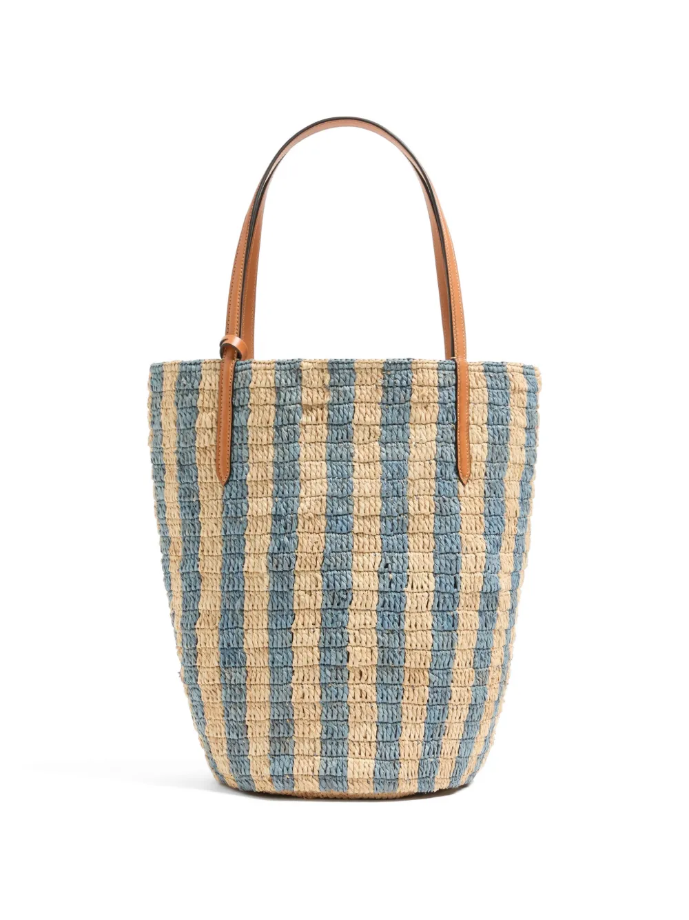  Valentino Garavani Striped Raffia Shopping Bag - Neutrals 