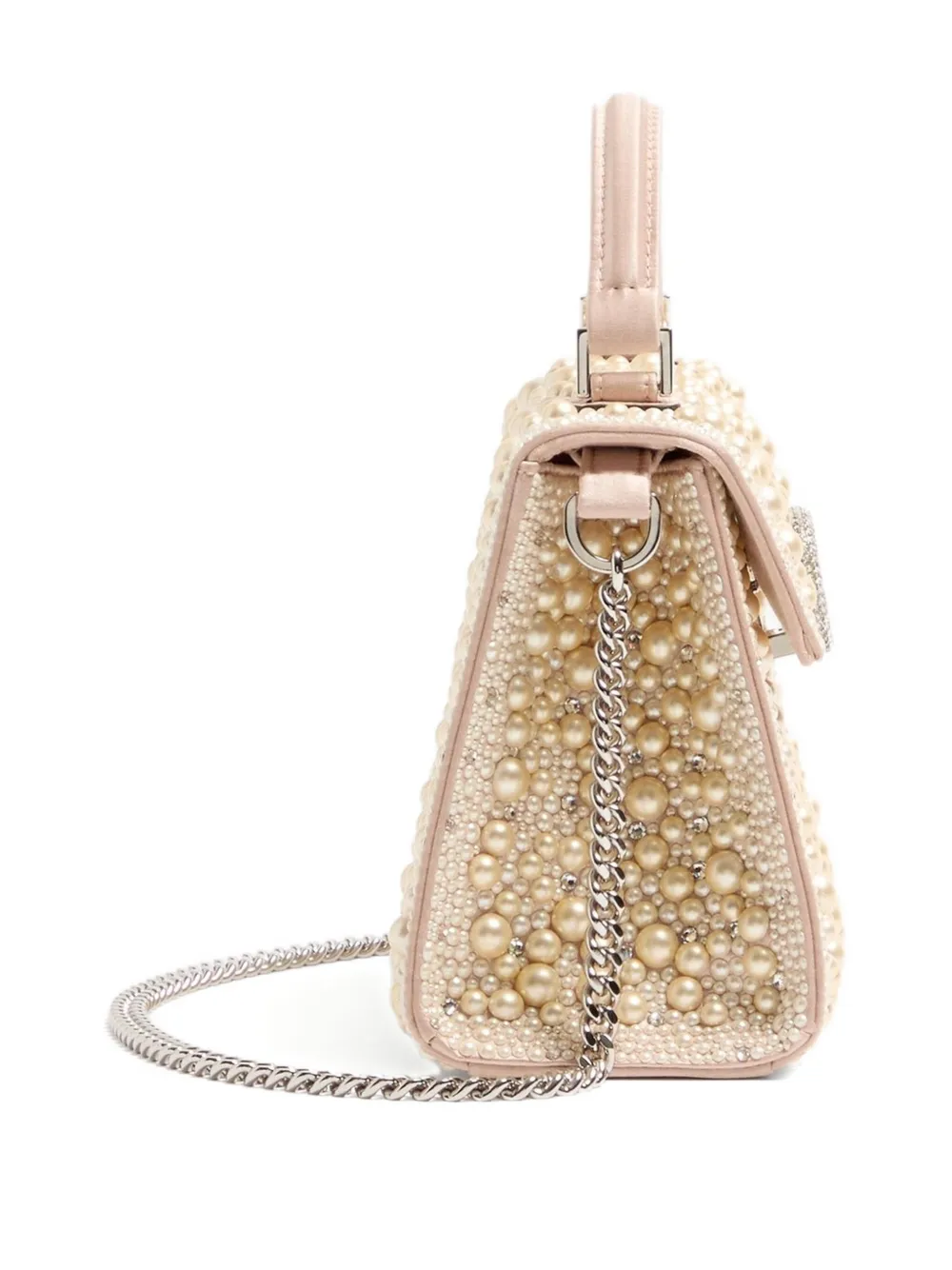 Valentino Garavani Vsling mini-shopper met stras en parels Beige