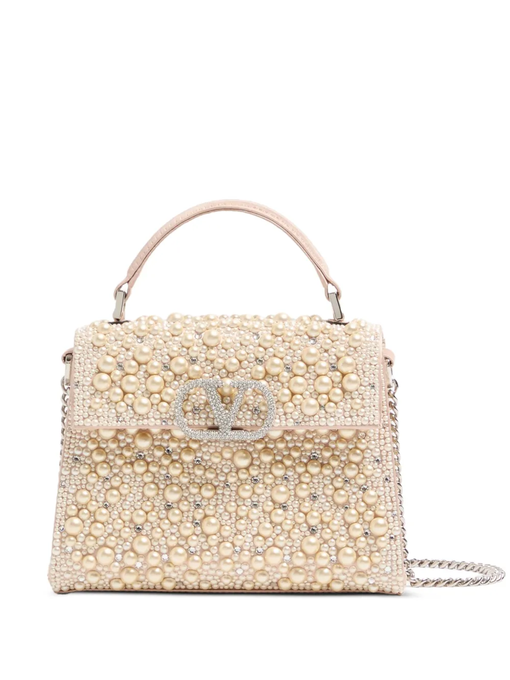 Valentino Garavani Borsa tote Vsling mini con perle - Toni neutri