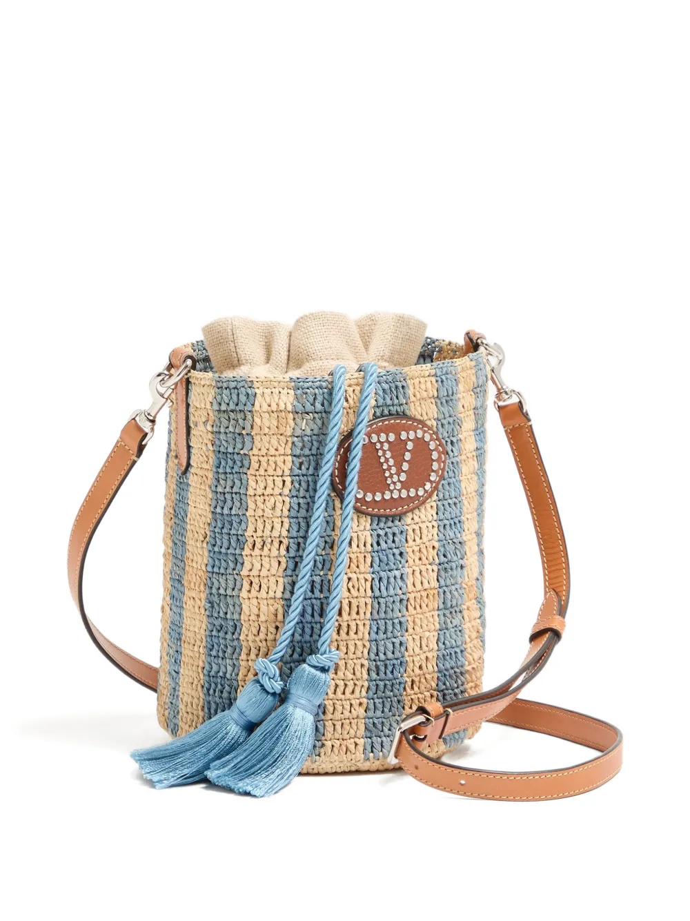 Valentino Garavani Gestreepte bucket-tas Beige