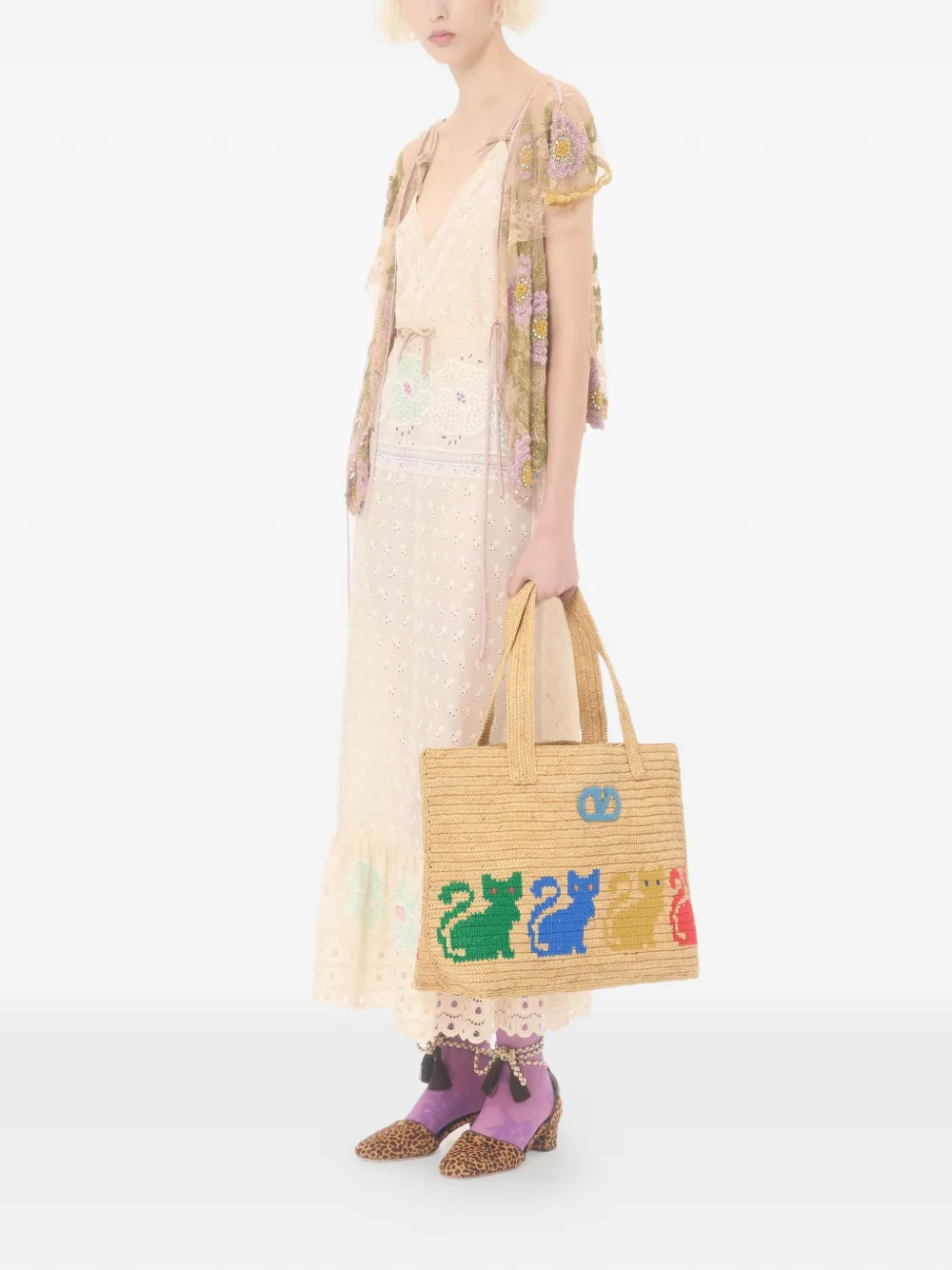 Valentino Garavani  Garavani Raffiachat Large Raffia Shopping Bag Woman Natural Uni In Brown
