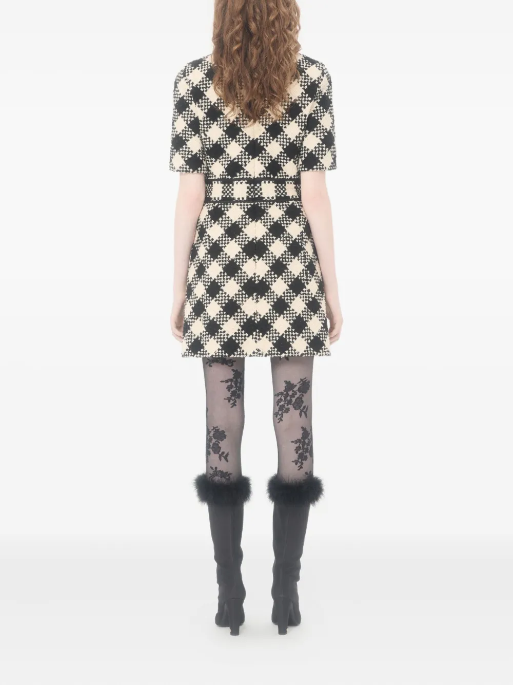 Valentino Garavani Damier tweed mini-jurk Zwart