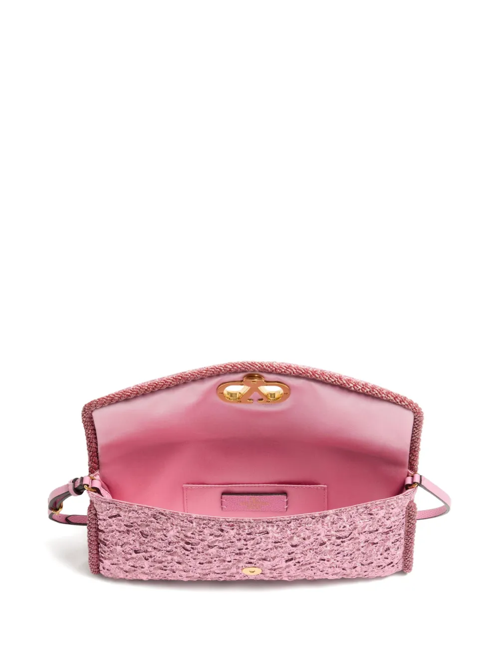 Valentino Metallic Vain Soft Clutch Bag In Pink