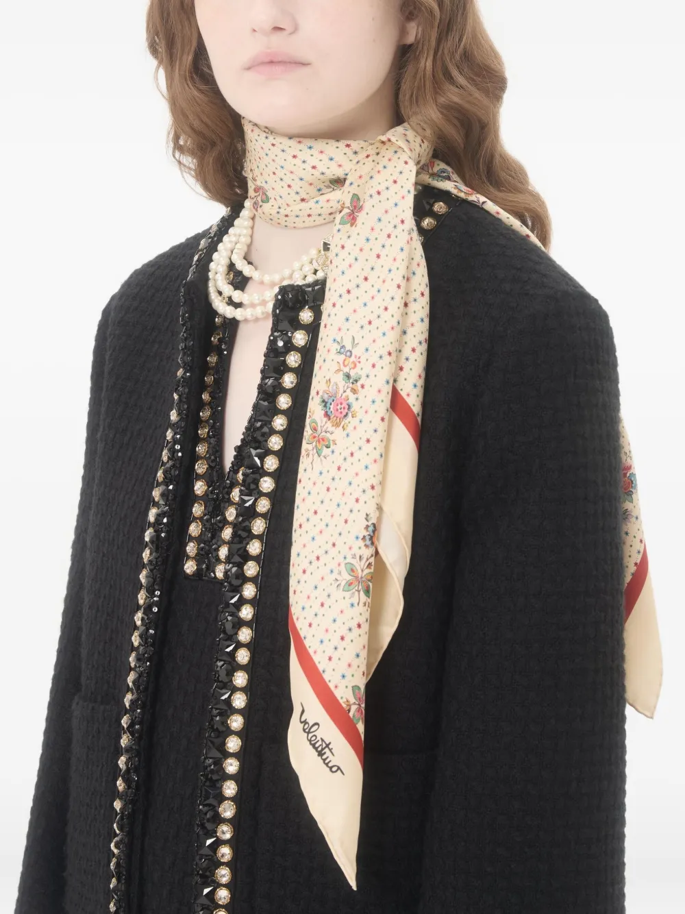 Valentino Papier Floreal Silk Scarf In Neutral