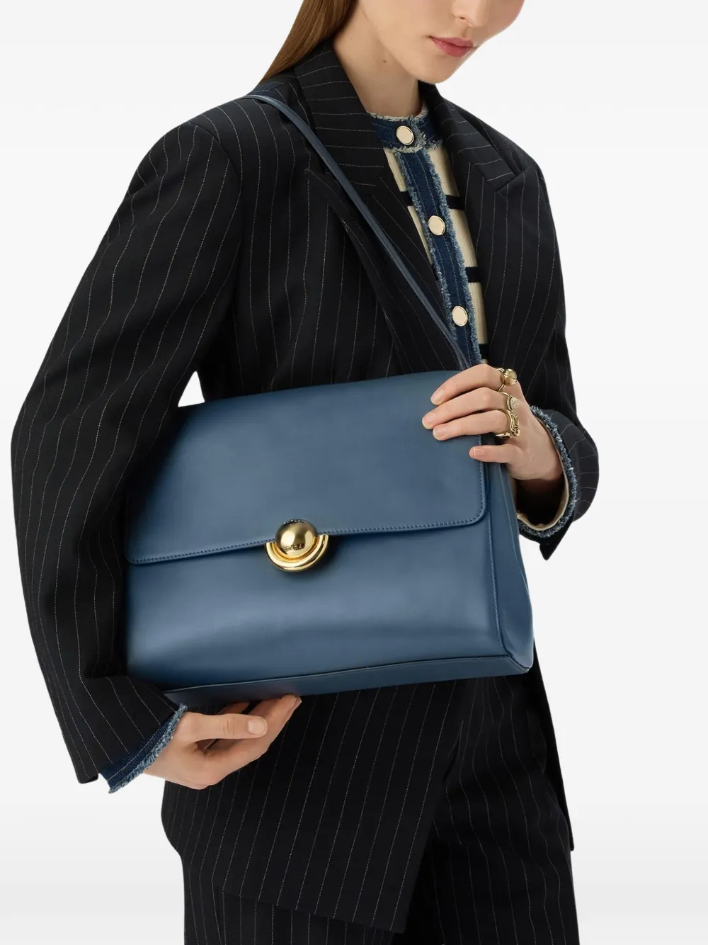Furla Domus Flap schoudertas met hardware Blauw